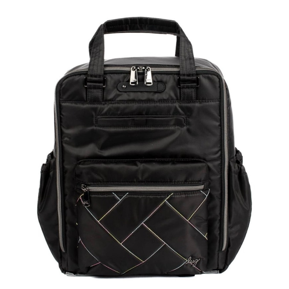 Lug NWT VOYAGER Backpack BLACK Ice Pop Stitch Top Handle Soft Cell Phone Pocket